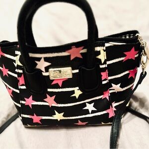 Luv Betsey Betsey Johnson Stars & Stripes Crossbody Satchel in Black/Pink/Gold